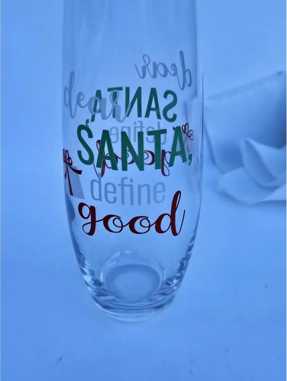 Dear Santa Define Good – Holiday Humor Cocktail Glass